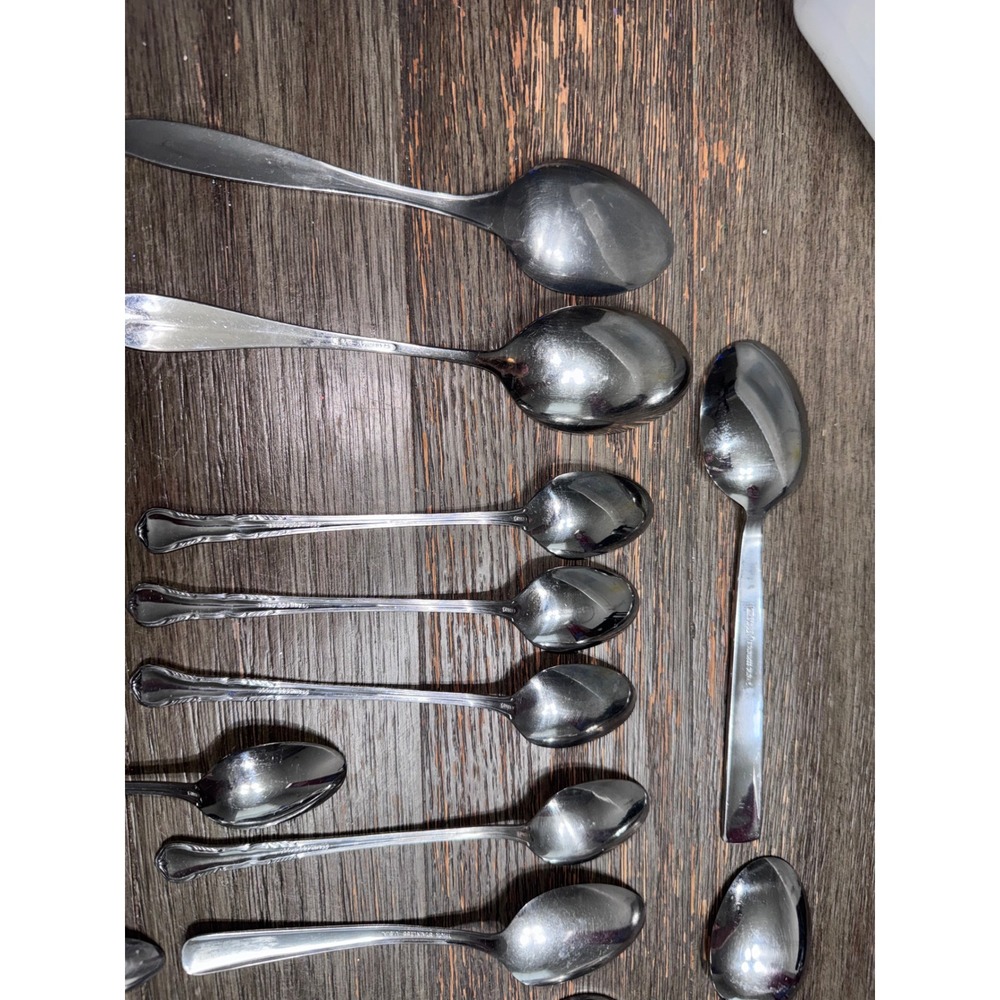 Mixed Stainless Steel Spoon Lot Oneida Ann Albert Ladles Teaspoons 15pc Set - Picture 5 of 8